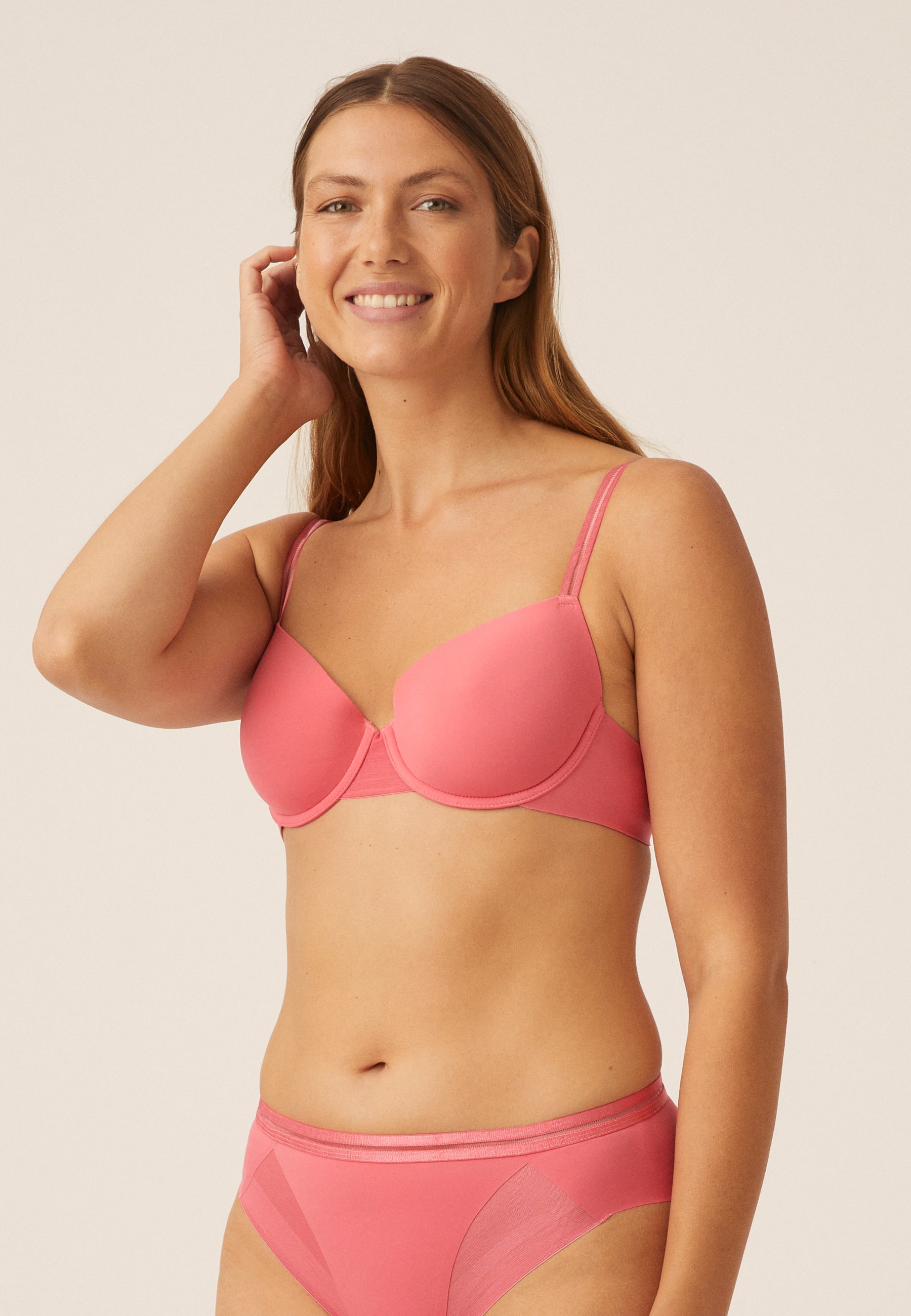 Elegant Underwired Bra with Cup - Raspberry Mousse
