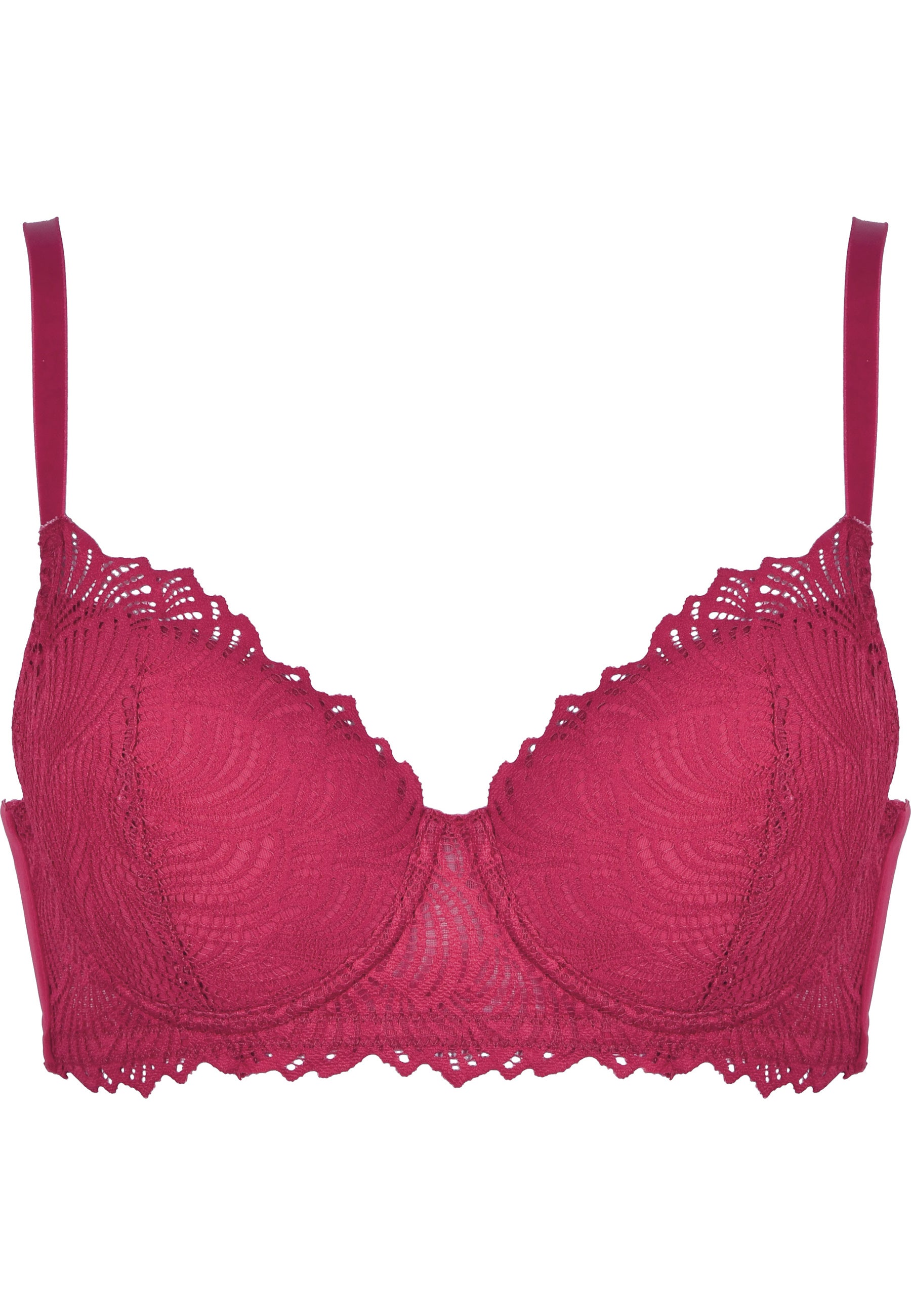 Underwired Bra with Lace Cup - Cassis