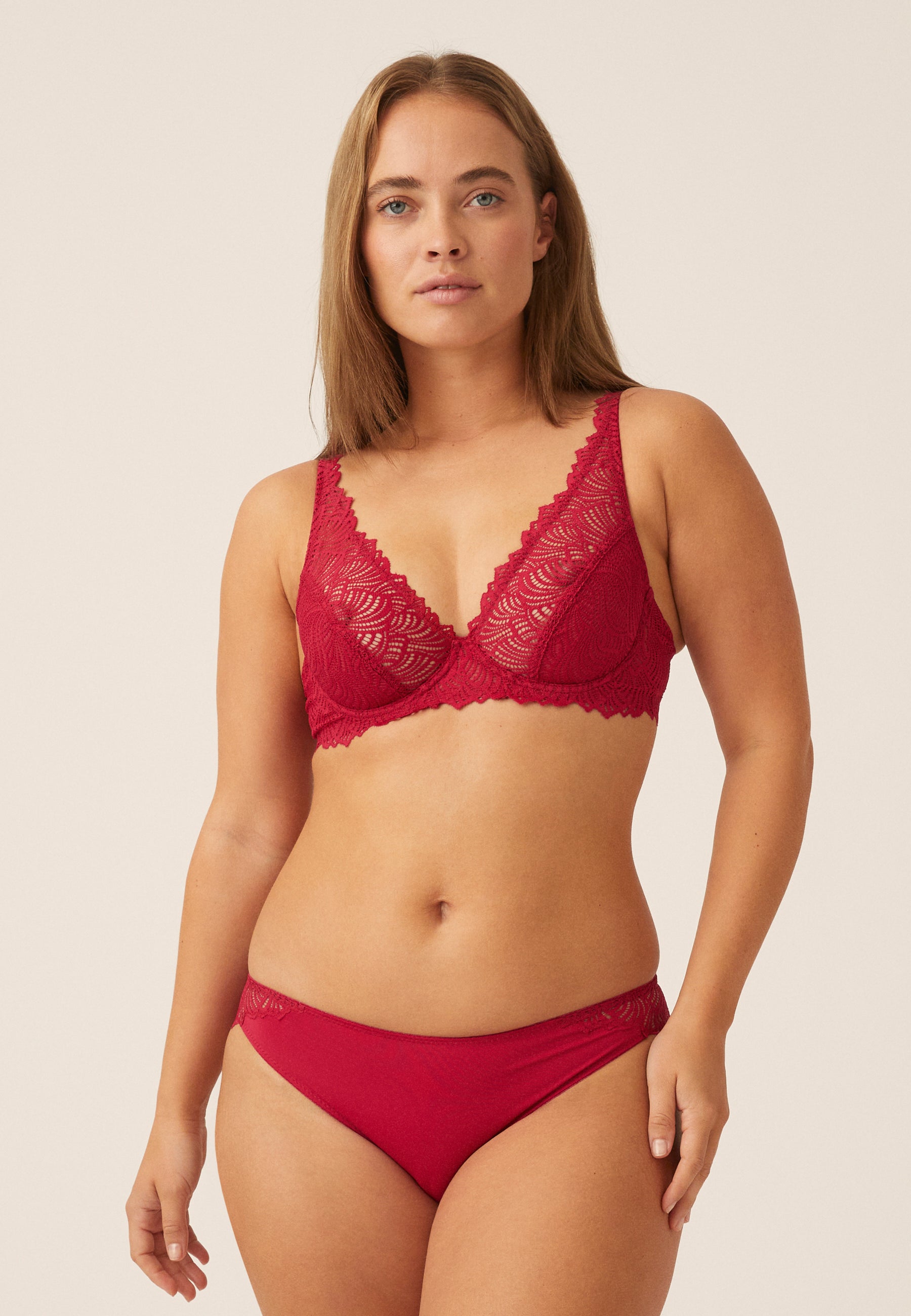 Wired Lace Bra - Cassis