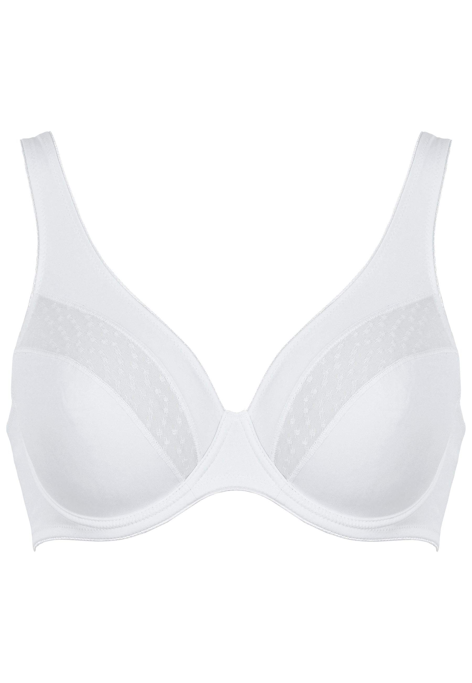 Wired Bra with Lace Details - White